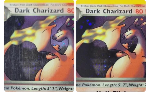 Dark Charizard — antes e depois da restauração