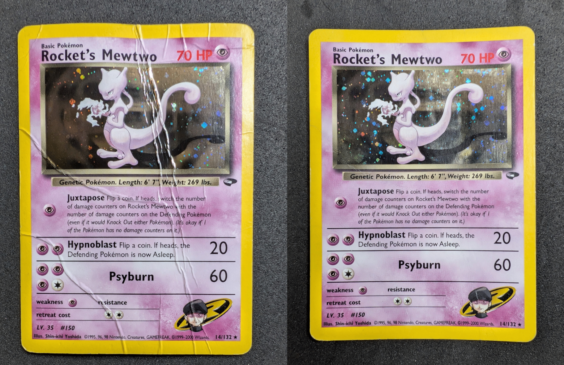Rocket's Mewtwo — antes e depois da restauração